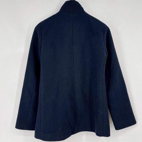 🌸 J. Crew Village Navy Wool Coat Zip Front Jacket Stand Collar - Picture 6 of 9